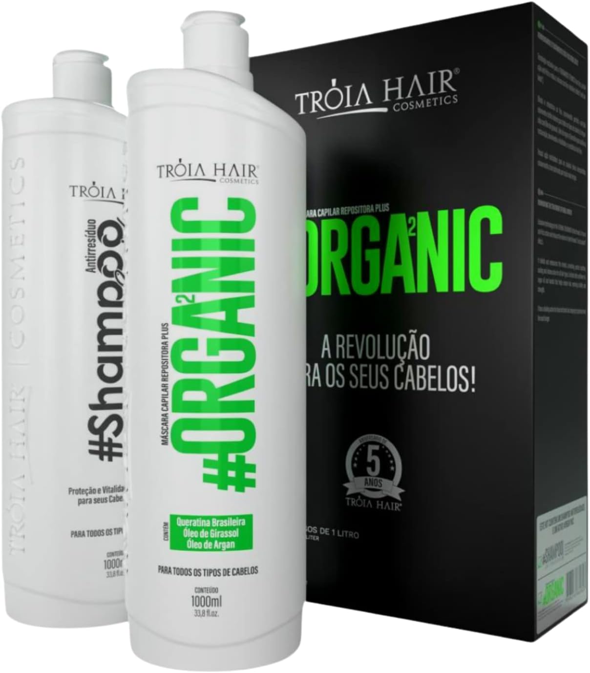 Kit Escova Progressiva Organic Troia Hair (2x1000ml)